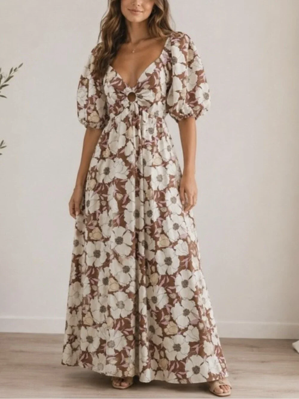 Abercrombie & Fitch Womens O Ring Dress Floral Puffed Sleeve Cottagecore Medium